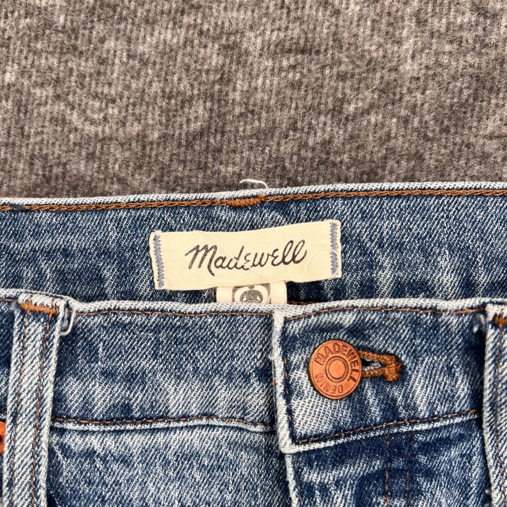 Madewell Classic Straight Jean High Rise Crop Light Wash Raw Hem Womens Size 26 - Picture 5 of 14